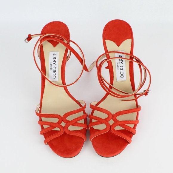 NEW JIMMY CHOO Cutout Suede Sandals - Picture 5 of 16